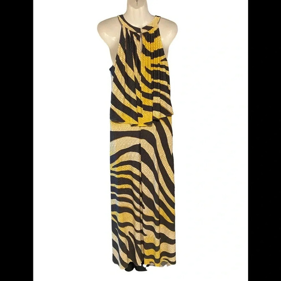 NWT Chico’s Dress Golden Zebra Bib Maxi Dress - Picture 5 of 10